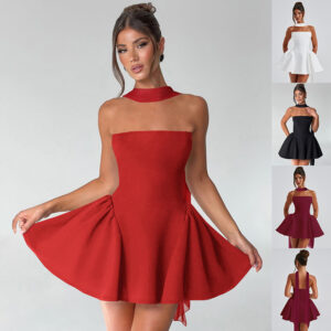 Back Zipper Design Ins Fashion Short Dress