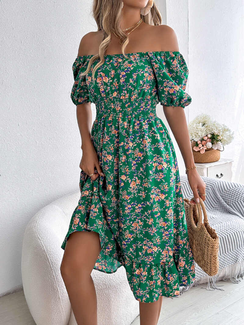 Floral Print Square Collar Dress Summer - Image 9