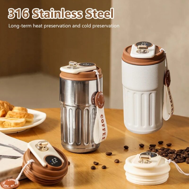 Smart Digital Thermal Bottle Portable Coffee Mug Stainless Steel - Image 2