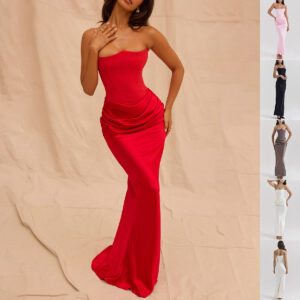 Slim Tube Top Long Dress  Backless Party Evening