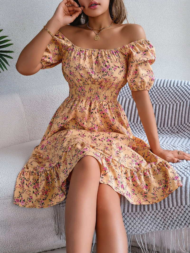 Floral Print Square Collar Dress Summer - Image 3